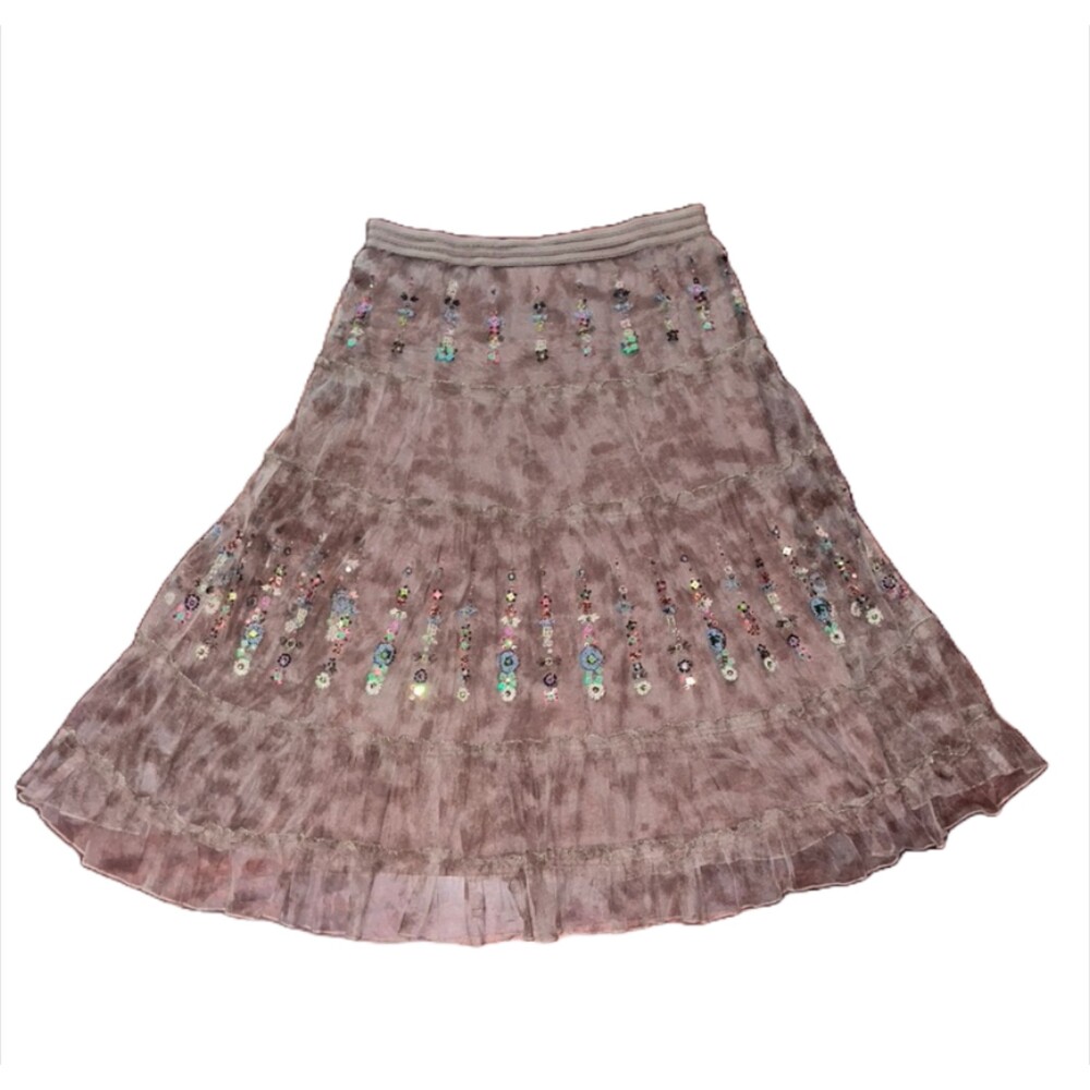 Brand New Cynthia Steffe Designer Fancy Brown Embellished Funky Beaded Skirt